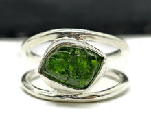 Load image into Gallery viewer, Rough Chrome Diopside Ring, Size R 1/2, Raw Siberian Emerald, Sterling Silver