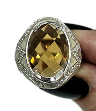 Load image into Gallery viewer, Citrine, White Zircon &amp; Enamel Ring, Size 7, Sterling Silver, November Birthstone