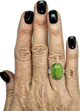 Load image into Gallery viewer, Green Mojave Turquoise Ring, Size O, Sterling Silver, Rectangle Shaped, Copper Turquoise