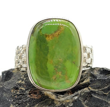 Load image into Gallery viewer, Green Mojave Turquoise Ring, Size O, Sterling Silver, Rectangle Shaped, Copper Turquoise