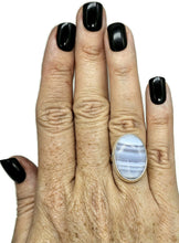 Load image into Gallery viewer, Oval Blue Lace Agate Ring, Size N, Sterling Silver, Communication Stone, Confidence Stone