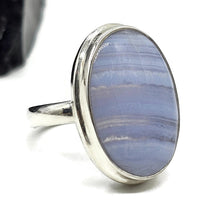 Load image into Gallery viewer, Oval Blue Lace Agate Ring, Size N, Sterling Silver, Communication Stone, Confidence Stone