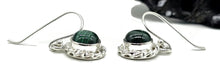 Load image into Gallery viewer, Malachite Earrings, Sterling Silver, Round Shape, Rich Green Gemstone, Visionary Stone