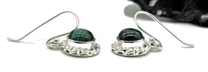 Malachite Earrings, Sterling Silver, Round Shape, Rich Green Gemstone, Visionary Stone