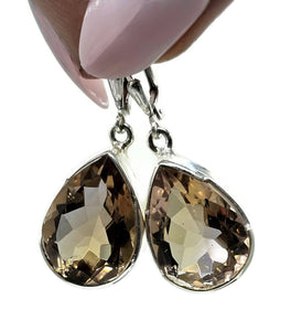 25 carat Ametrine Earrings, Sterling Silver, Pear Shaped, Natural mix of Amethyst & Citrine