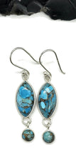 Load image into Gallery viewer, Blue Turquoise dangly Earrings, Sterling Silver, Pear Shaped, Protection Stone, Love Stone