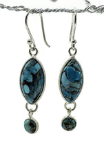 Load image into Gallery viewer, Blue Turquoise dangly Earrings, Sterling Silver, Pear Shaped, Protection Stone, Love Stone