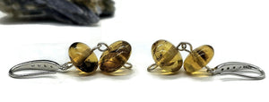 Oval Amber Sphere Earrings, Mexican Chiapas Amber, Sterling Silver, 30 million years old