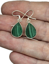 Load image into Gallery viewer, Malachite Earrings, 925 Sterling Silver, Pear Shaped, Beautiful Rich Green Gemstone