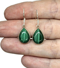 Load image into Gallery viewer, Malachite Earrings, 925 Sterling Silver, Pear Shaped, Beautiful Rich Green Gemstone