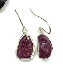 Load image into Gallery viewer, Rough Ruby Earrings, July Birthstone, Rough Gemstones, Sterling Silver, Natural Gems