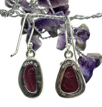 Load image into Gallery viewer, Rough Ruby Earrings, July Birthstone, Rough Gemstones, Sterling Silver, Natural Gems