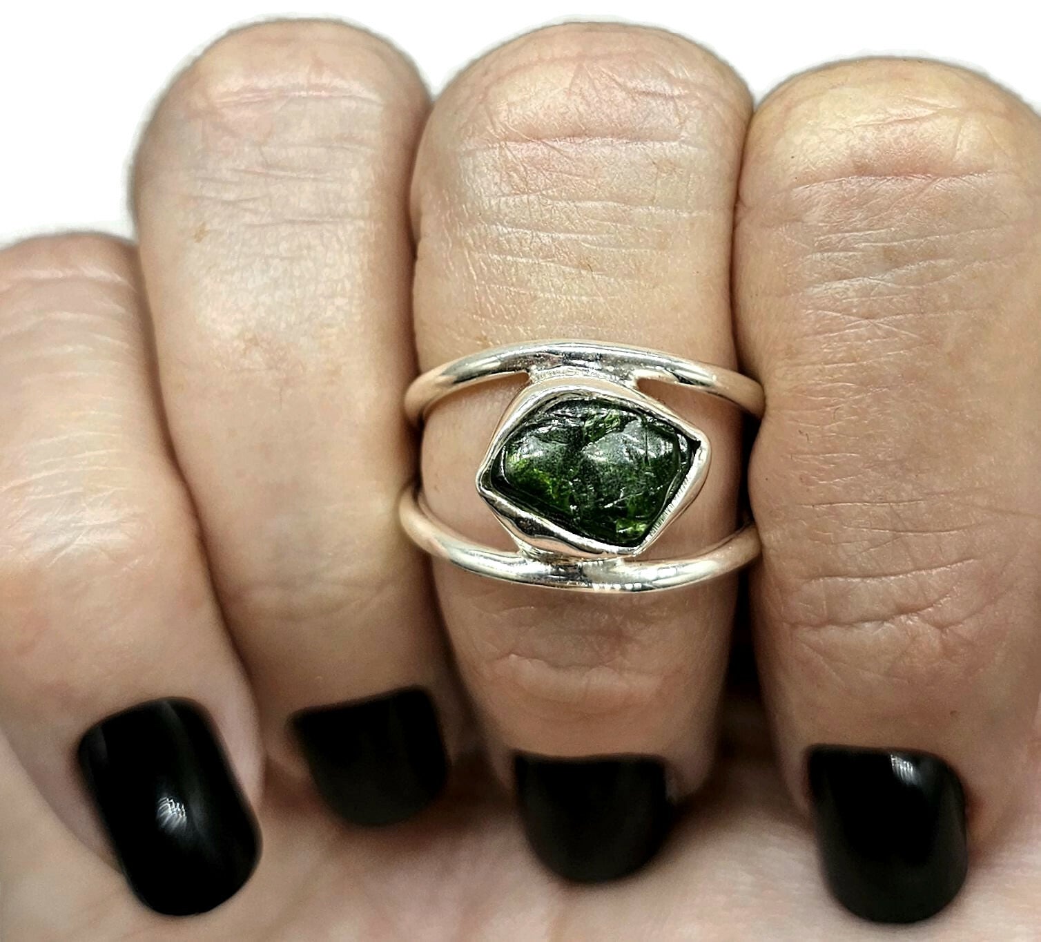 Estate Ring, Exotic Cheetah Ring. Sapphire & Chrome Diopside Stones. .925 Sterling Silver, on sale Womens Ring Size 11