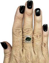 Load image into Gallery viewer, Rough Chrome Diopside Ring, Size R 1/2, Raw Siberian Emerald, Sterling Silver