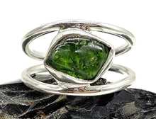 Load image into Gallery viewer, Rough Chrome Diopside Ring, Size R 1/2, Raw Siberian Emerald, Sterling Silver