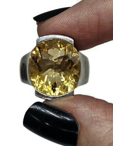 AAA Citrine Ring, Size N, 15 carats, Sterling Silver, Oval Faceted, Success Gemstone