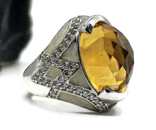 Load image into Gallery viewer, Citrine, White Zircon &amp; Enamel Ring, Size 7, Sterling Silver, November Birthstone