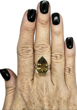 Load image into Gallery viewer, Citrine Ring, Size Q, 15 Carats, Pear Faceted, Sterling Silver, Abundance Gem, November