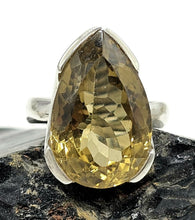 Load image into Gallery viewer, Citrine Ring, Size Q, 15 Carats, Pear Faceted, Sterling Silver, Abundance Gem, November