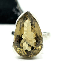 Load image into Gallery viewer, Citrine Ring, Size Q, 15 Carats, Pear Faceted, Sterling Silver, Abundance Gem, November