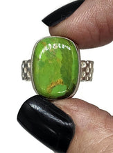 Load image into Gallery viewer, Green Mojave Turquoise Ring, Size O, Sterling Silver, Rectangle Shaped, Copper Turquoise