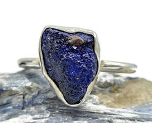 Load image into Gallery viewer, Raw Azurite Ring, size S, Sterling Silver, Rough Gemstone, Natural Gemstone