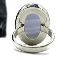 Load image into Gallery viewer, Oval Blue Lace Agate Ring, Size N, Sterling Silver, Communication Stone, Confidence Stone