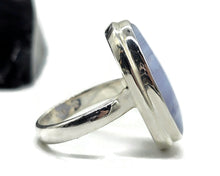 Load image into Gallery viewer, Oval Blue Lace Agate Ring, Size N, Sterling Silver, Communication Stone, Confidence Stone