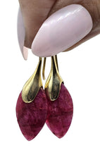 Load image into Gallery viewer, Gold Ruby Earrings, July Birthstone, Gold Plated Sterling Silver, Marquise Shaped