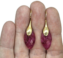 Load image into Gallery viewer, Gold Ruby Earrings, July Birthstone, Gold Plated Sterling Silver, Marquise Shaped