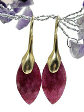 Load image into Gallery viewer, Gold Ruby Earrings, July Birthstone, Gold Plated Sterling Silver, Marquise Shaped