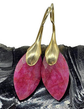 Load image into Gallery viewer, Gold Ruby Earrings, July Birthstone, Gold Plated Sterling Silver, Marquise Shaped