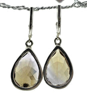 Load image into Gallery viewer, 25 carat Ametrine Earrings, Sterling Silver, Pear Shaped, Natural mix of Amethyst &amp; Citrine