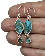 Load image into Gallery viewer, Blue Turquoise dangly Earrings, Sterling Silver, Pear Shaped, Protection Stone, Love Stone