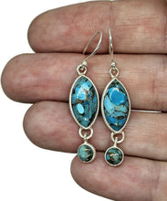 Load image into Gallery viewer, Blue Turquoise dangly Earrings, Sterling Silver, Pear Shaped, Protection Stone, Love Stone