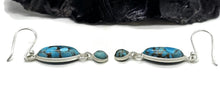 Load image into Gallery viewer, Blue Turquoise dangly Earrings, Sterling Silver, Pear Shaped, Protection Stone, Love Stone