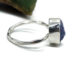 Raw Tanzanite Ring, Size S 1/2, December Birthstone, Sterling Silver, Rough Tanzanite