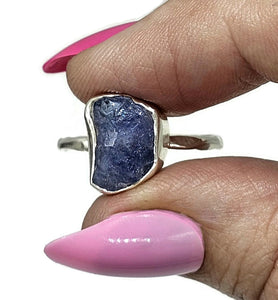 Raw Tanzanite Ring, Size S 1/2, December Birthstone, Sterling Silver, Rough Tanzanite