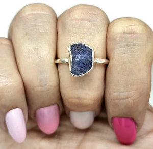 Raw Tanzanite Ring, Size S 1/2, December Birthstone, Sterling Silver, Rough Tanzanite