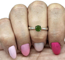 Load image into Gallery viewer, Jade Solitaire Ring, Size Q, Sterling Silver, 2 carats, British Columbia Nephrite Jade