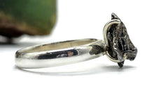 Load image into Gallery viewer, Raw Meteorite Ring, Size O, Sterling Silver, Metallic Grey Gem, 4 prong, Campo del Cielo