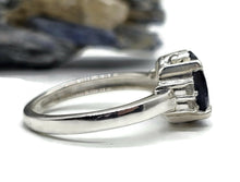 Load image into Gallery viewer, 2.4 carat Iolite &amp; White Zircon Ring, Size Q, Sterling Silver, Water Sapphire, Blue Violet