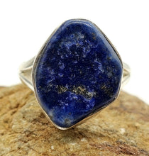 Load image into Gallery viewer, Raw Lapis Lazuli Ring, Size S, Sterling Silver, Protection Gemstone