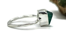 Load image into Gallery viewer, Rough Green Onyx Ring, Size Q, Sterling Silver, Hammered Band, Mix of Chalcedony