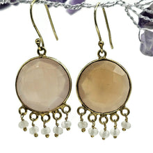 Load image into Gallery viewer, Rose Quartz Tassel Earrings, Gold Plated Sterling Silver, Faceted, Genuine Gemstones