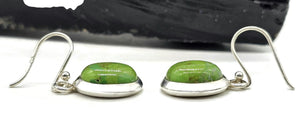 Green Mojave Turquoise Earrings, Sterling Silver, Oval Shaped, Protection Stone