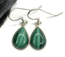 Load image into Gallery viewer, Malachite Earrings, 925 Sterling Silver, Pear Shaped, Beautiful Rich Green Gemstone