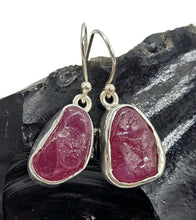 Load image into Gallery viewer, Rough Ruby Earrings, July Birthstone, Rough Gemstones, Sterling Silver, Natural Gems