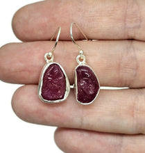 Load image into Gallery viewer, Rough Ruby Earrings, July Birthstone, Rough Gemstones, Sterling Silver, Natural Gems