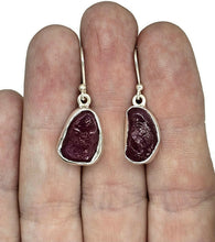 Load image into Gallery viewer, Rough Ruby Earrings, July Birthstone, Rough Gemstones, Sterling Silver, Natural Gems